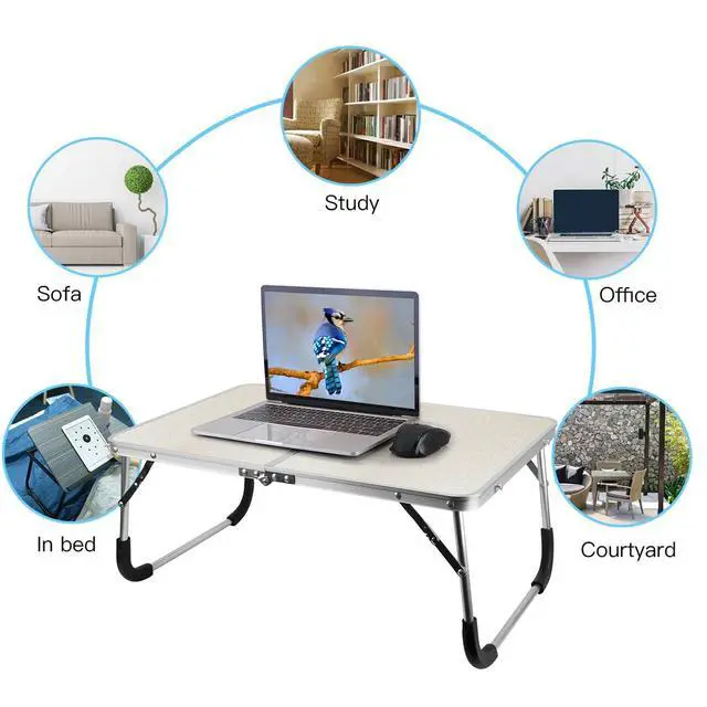 Alt view image 6 of 7 - Aluminum Portable Folding Table Fold-in-Half Sofa Bed Desk Picnic Camping Table