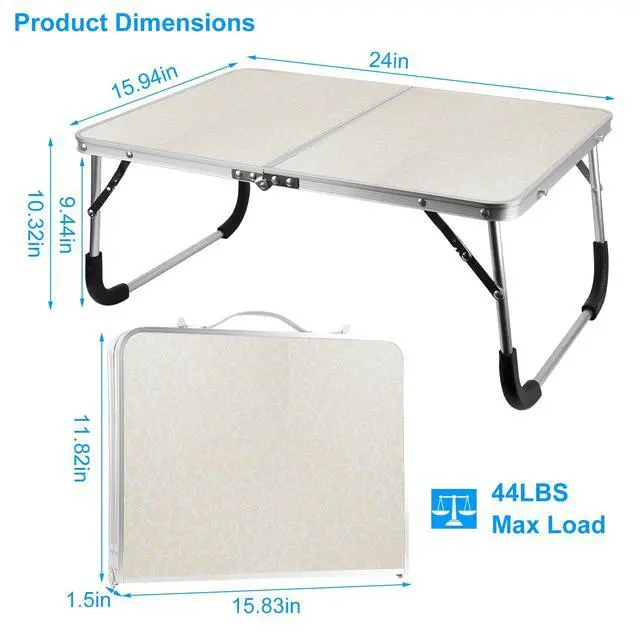 Alt view image 2 of 7 - Aluminum Portable Folding Table Fold-in-Half Sofa Bed Desk Picnic Camping Table