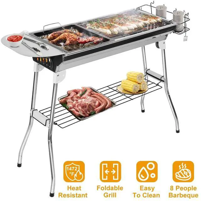 Main image of Portable Large Charcoal BBQ Grill Folding Barbecue Grill Cooker Outdoor Camping