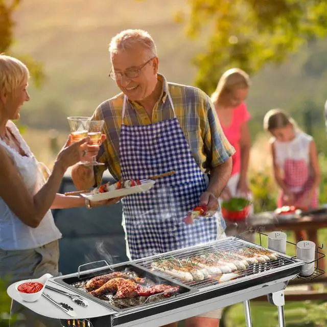 Alt view image 3 of 7 - Portable Large Charcoal BBQ Grill Folding Barbecue Grill Cooker Outdoor Camping