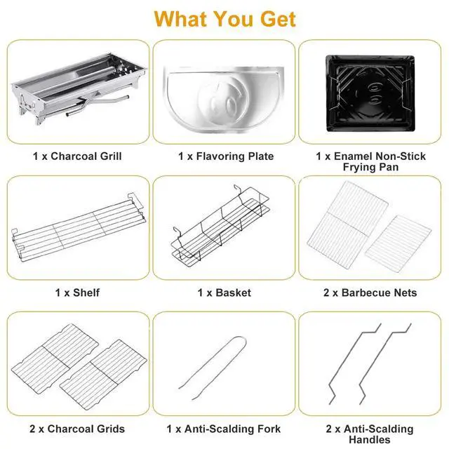 Alt view image 6 of 7 - Portable Large Charcoal BBQ Grill Folding Barbecue Grill Cooker Outdoor Camping