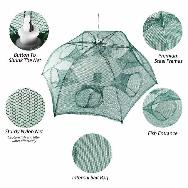 Alt view image 3 of 7 - Portable Automatic Fishing Trap Net - Bait Catcher for Shrimp Minnow & Crab
