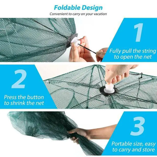 Alt view image 6 of 7 - Portable Automatic Fishing Trap Net - Bait Catcher for Shrimp Minnow & Crab