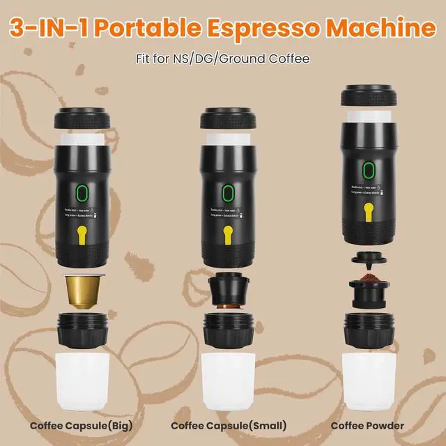 Alt view image 5 of 7 - Portable Electric Espresso Machine Cordless Coffee Maker Self-Heating Car