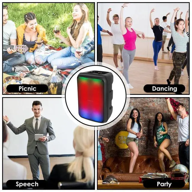 Alt view image 7 of 7 - Portable Big Speakers with Light, Wireless with Remote Control Subwoofer
