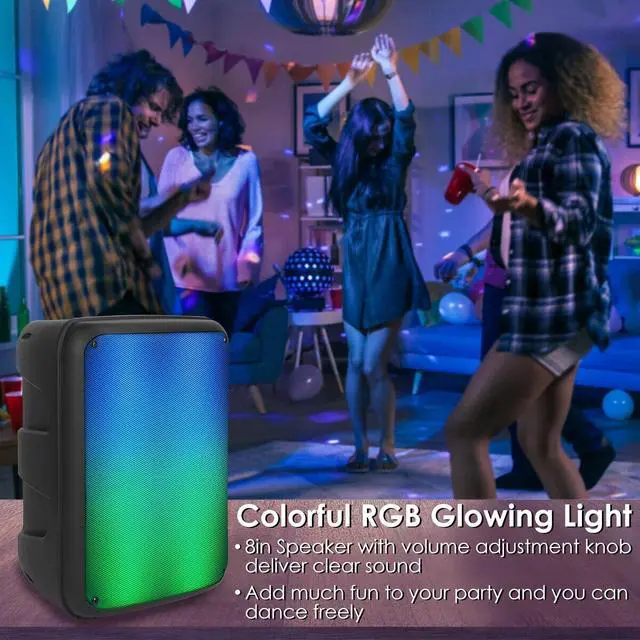 Alt view image 3 of 7 - Portable Big Speakers with Light, Wireless with Remote Control Subwoofer