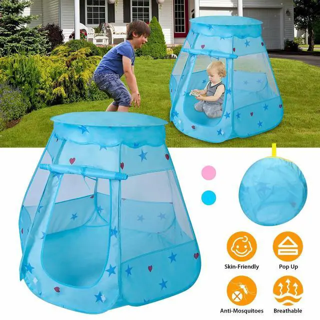 Alt view image 2 of 7 - Kids Pop Up Game Tent Featuring Prince Princess Design Spacious Indoor Outdoor
