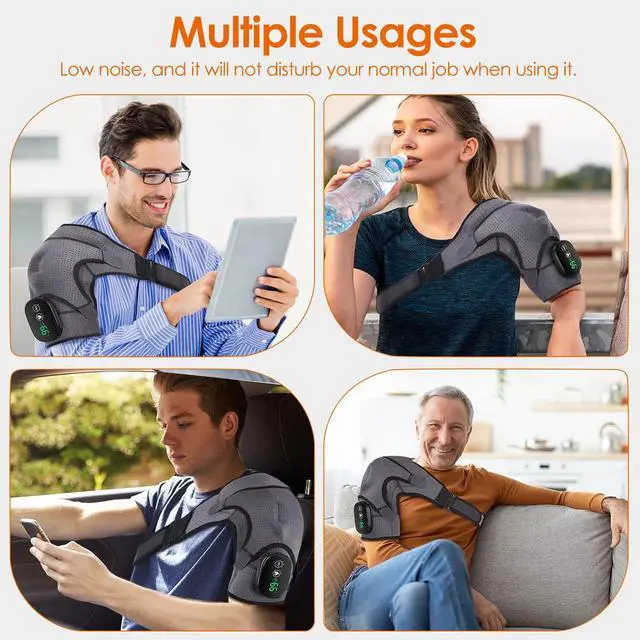 Alt view image 7 of 7 - Electric Shoulder Massager Heated Shoulder Brace with Vibration for Pain Relief