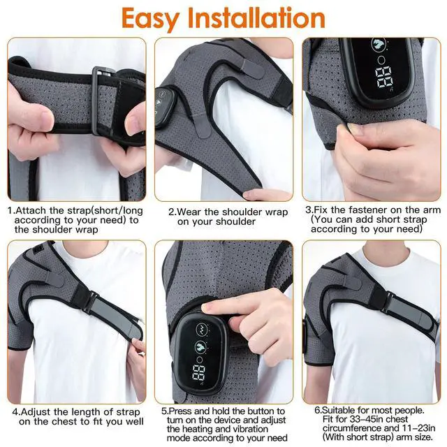 Alt view image 6 of 7 - Electric Shoulder Massager Heated Shoulder Brace with Vibration for Pain Relief
