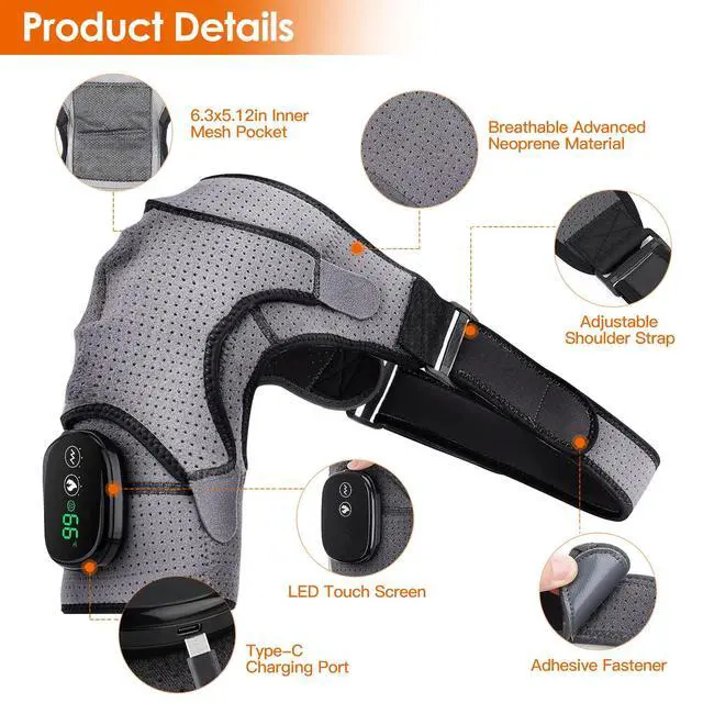 Alt view image 4 of 7 - Electric Shoulder Massager Heated Shoulder Brace with Vibration for Pain Relief