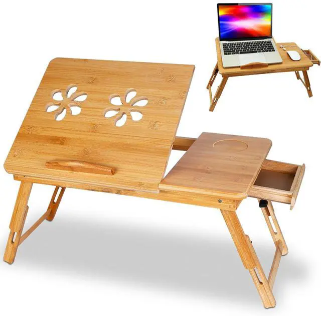 Main image of Adjustable Bamboo Laptop Folding Lap Desk Notebook Bed Tray Table Portable Stand