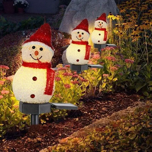 Alt view image 3 of 7 - 3PCS Solar Powered LED Snowman Light Decor Outdoor Garden Stake Lamp Christmas