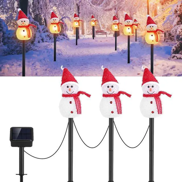 Main image of 3PCS Solar Powered LED Snowman Light Decor Outdoor Garden Stake Lamp Christmas