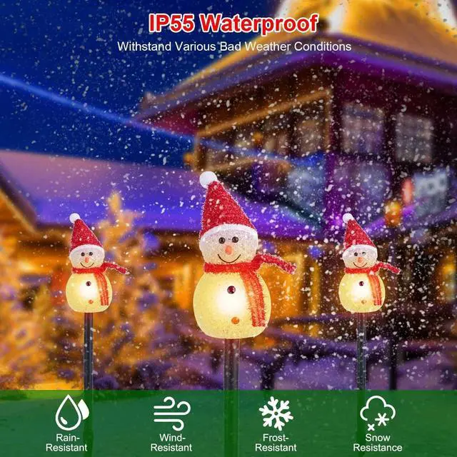 Alt view image 4 of 7 - 3PCS Solar Powered LED Snowman Light Decor Outdoor Garden Stake Lamp Christmas
