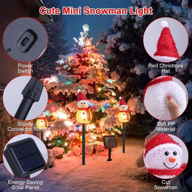 Alt view image 5 of 7 - 3PCS Solar Powered LED Snowman Light Decor Outdoor Garden Stake Lamp Christmas