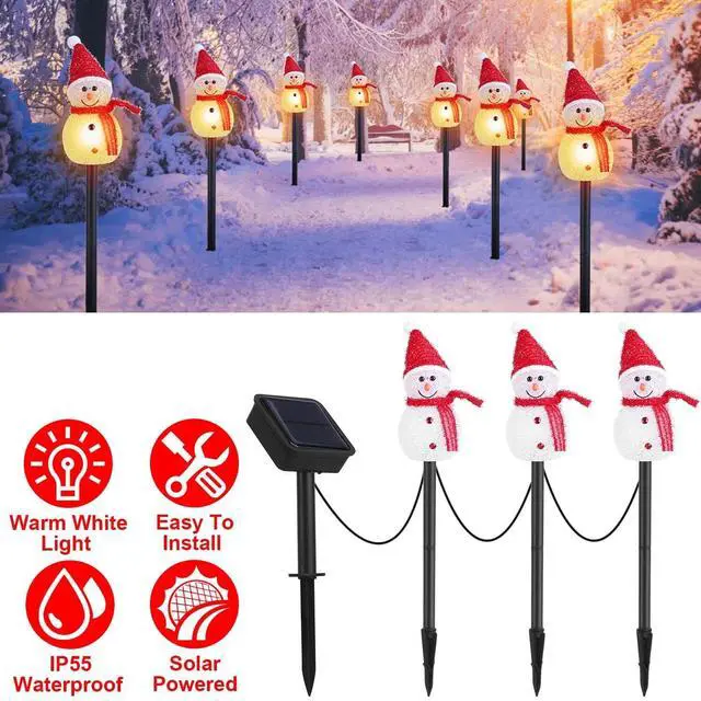 Alt view image 2 of 7 - 3PCS Solar Powered LED Snowman Light Decor Outdoor Garden Stake Lamp Christmas