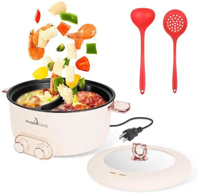 Main image of 6L/1.59Gal Electric Hot Pot with Divider and Lid with Ladle & Slotted Spoon