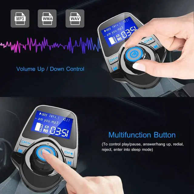 Alt view image 7 of 7 - Wireless Car Kit FM Transmitter Wireless Radio Adapter USB Charger for Phone US