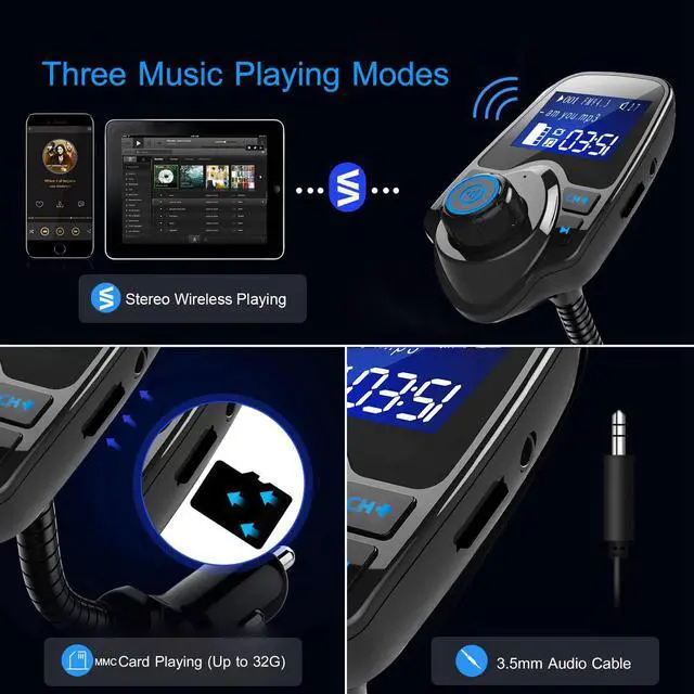 Alt view image 3 of 7 - Wireless Car Kit FM Transmitter Wireless Radio Adapter USB Charger for Phone US