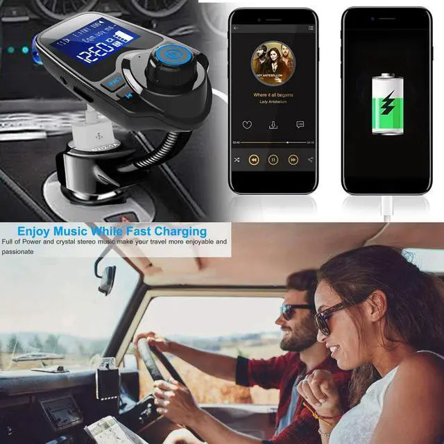 Alt view image 2 of 7 - Wireless Car Kit FM Transmitter Wireless Radio Adapter USB Charger for Phone US