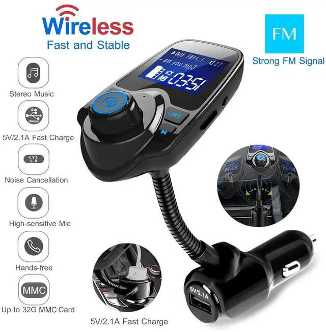Main image of Wireless Car Kit FM Transmitter Wireless Radio Adapter USB Charger for Phone US