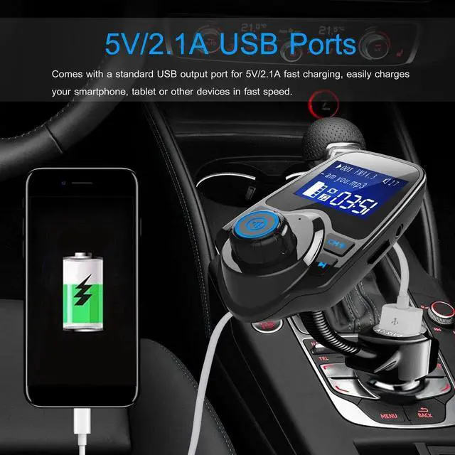 Alt view image 6 of 7 - Wireless Car Kit FM Transmitter Wireless Radio Adapter USB Charger for Phone US
