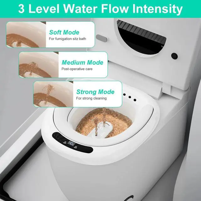 Alt view image 4 of 7 - Electric Sitz Bath Tub W/ Dual Nozzle &Water Temperature Display for Toilet Seat