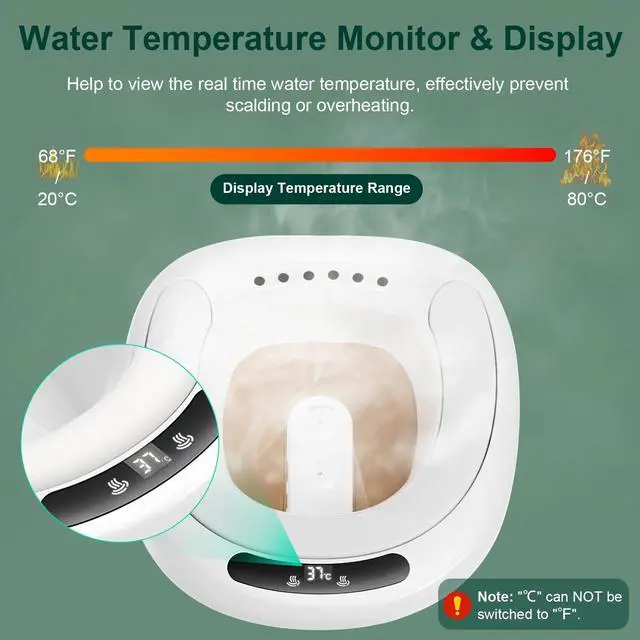 Alt view image 3 of 7 - Electric Sitz Bath Tub W/ Dual Nozzle &Water Temperature Display for Toilet Seat