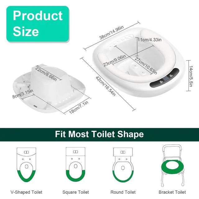 Alt view image 6 of 7 - Electric Sitz Bath Tub W/ Dual Nozzle &Water Temperature Display for Toilet Seat
