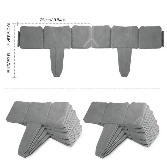 Alt view image 6 of 7 - 20pcs Stone Effect Plastic Garden Edging Fence Lawn Border for Flower Beds&Yard