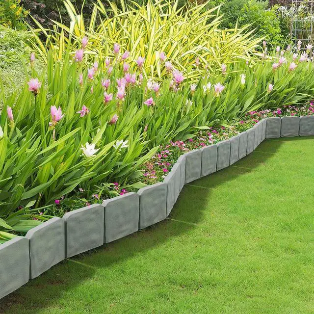 Alt view image 5 of 7 - 20pcs Stone Effect Plastic Garden Edging Fence Lawn Border for Flower Beds&Yard