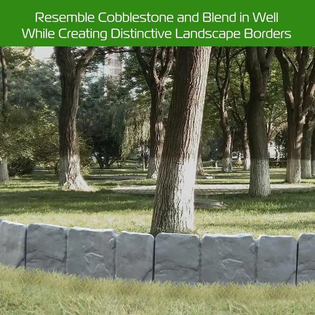 Alt view image 4 of 7 - 20pcs Stone Effect Plastic Garden Edging Fence Lawn Border for Flower Beds&Yard