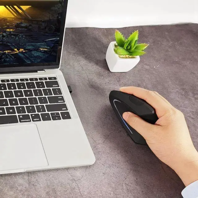 Alt view image 6 of 7 - Vertical Wireless Mouse Rechargeable 2.4G USB Optical 800/1200/1600 Levels