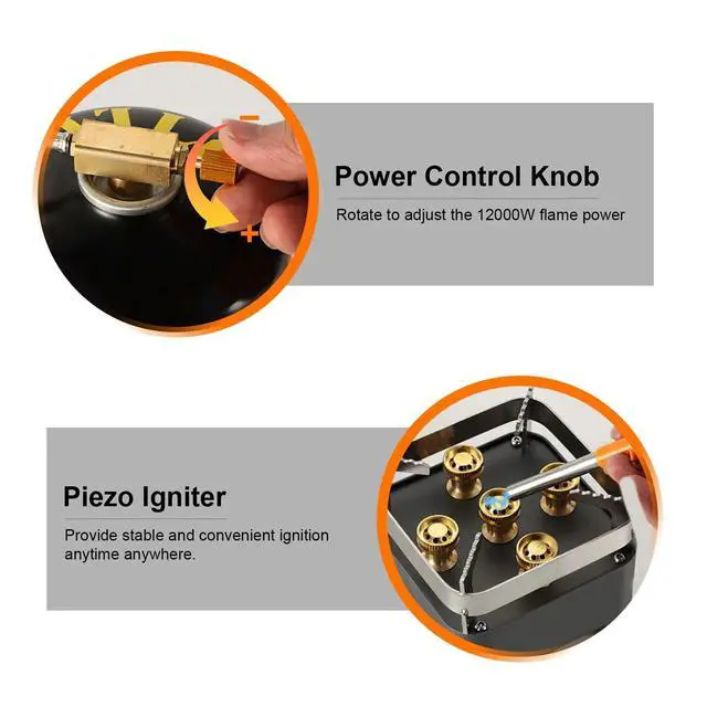 Alt view image 4 of 7 - 12000W Portable Camping Stove With Cassette Adapter Windproof Outdoor