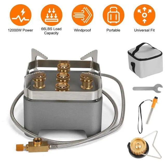 Alt view image 3 of 7 - 12000W Portable Camping Stove With Cassette Adapter Windproof Outdoor