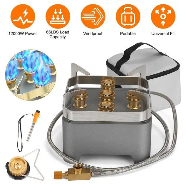 Alt view image 2 of 7 - 12000W Portable Camping Stove With Cassette Adapter Windproof Outdoor