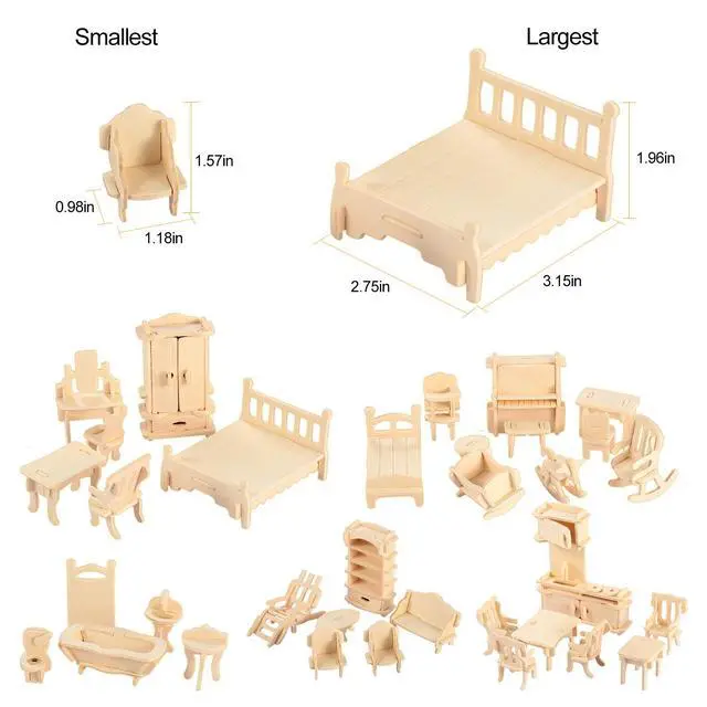 Alt view image 5 of 7 - 34Pcs Dollhouse Furniture Accessories Set House Furniture Play House Accessories