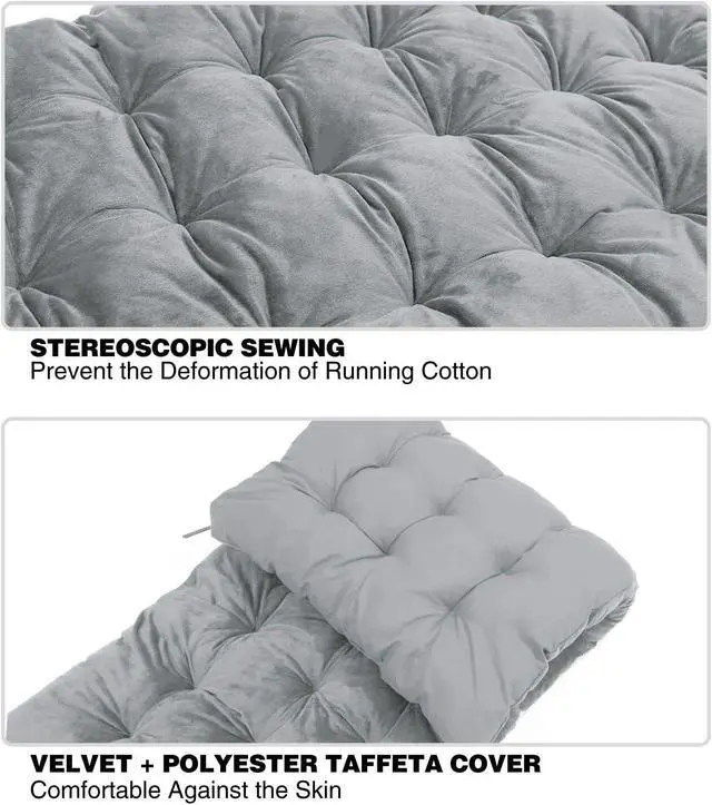 Alt view image 7 of 7 - 67" Lounge Chair Cushion for Outdoor Furniture Cushion Thick Cushion Pad Grey