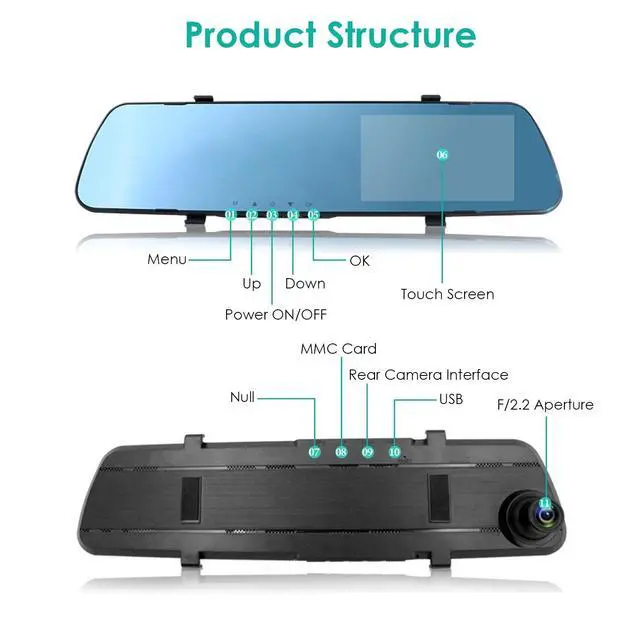Alt view image 7 of 7 - 4.3in 1080P Car DVR Camera RecorderDash Cam Camcorder Camera G-sensor Recorder
