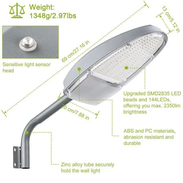 Alt view image 5 of 7 - Wall Pack LED Lights 144 LEDs w/ Photocell Sensor Outdoor Street Lamp for Garden
