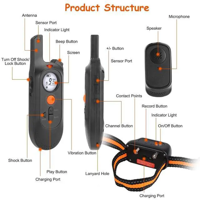 Alt view image 6 of 7 - 3-Channel Dog Training Collar 984ft Range Beep Vibration for Pet Training