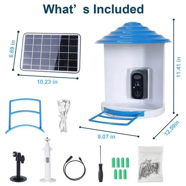 Alt view image 3 of 7 - Smart Bird Feeder w/ Solar Powered Camera 1080P HD AI Identify PIR Motion