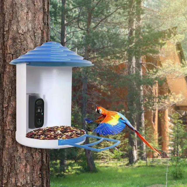 Main image of Smart Bird Feeder w/ Solar Powered Camera 1080P HD AI Identify PIR Motion
