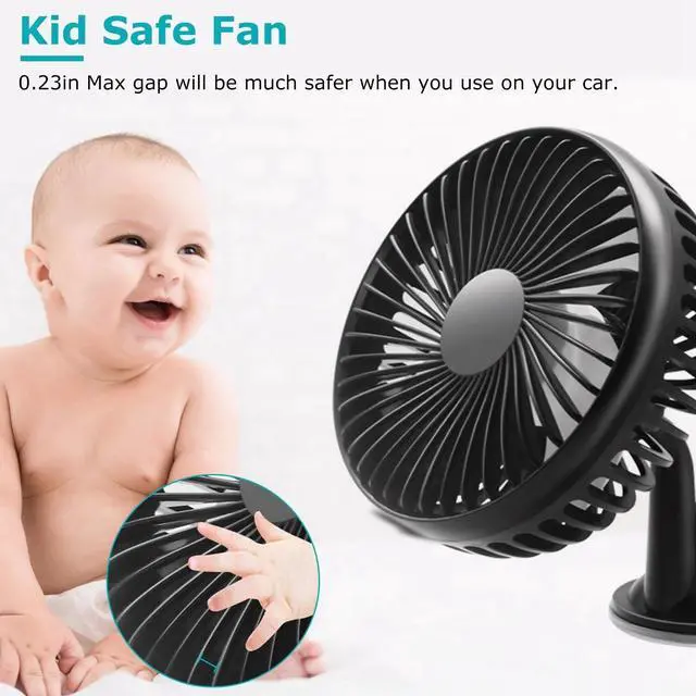 Alt view image 2 of 7 - Car Cooling Fan Vehicle Fan Backseat Clip Fan W/3 Speeds & 4.8FT Long Power Cord