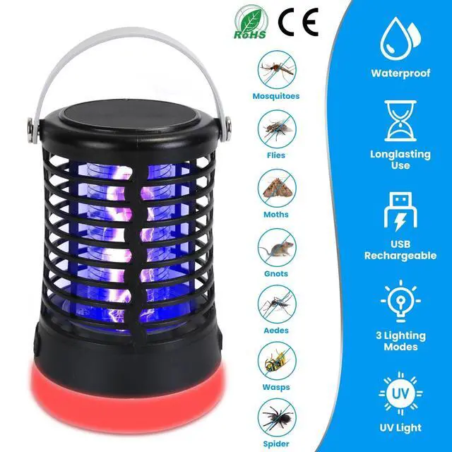 Alt view image 4 of 7 - Mosquito Zapper Lamp Indoor/Outdoor Bug Zapper Rechargeable 3 Light Modes