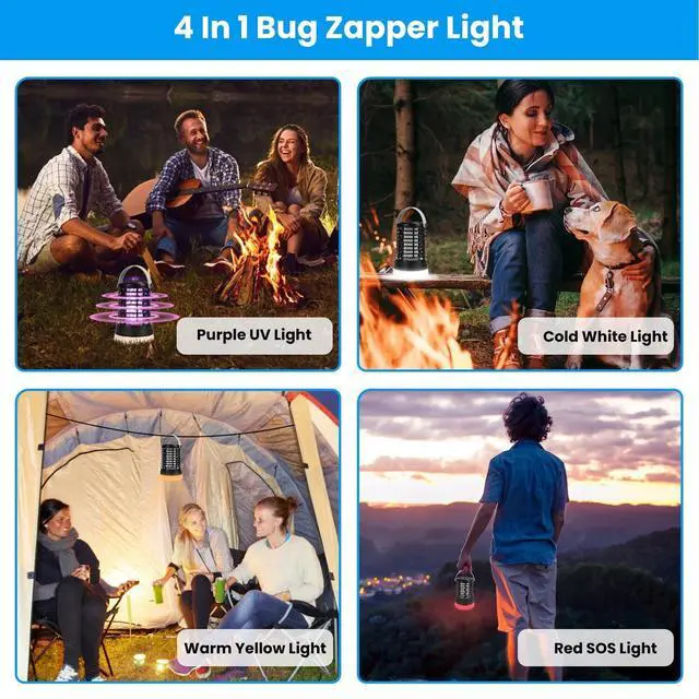 Alt view image 3 of 7 - Mosquito Zapper Lamp Indoor/Outdoor Bug Zapper Rechargeable 3 Light Modes