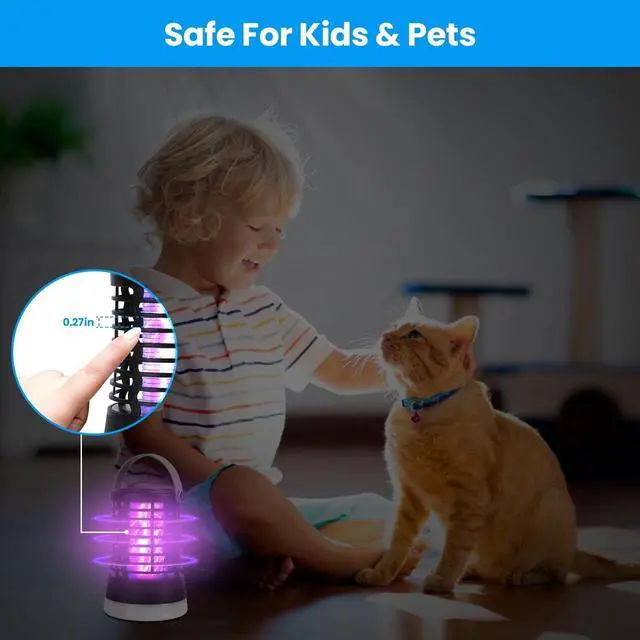Alt view image 5 of 7 - Mosquito Zapper Lamp Indoor/Outdoor Bug Zapper Rechargeable 3 Light Modes