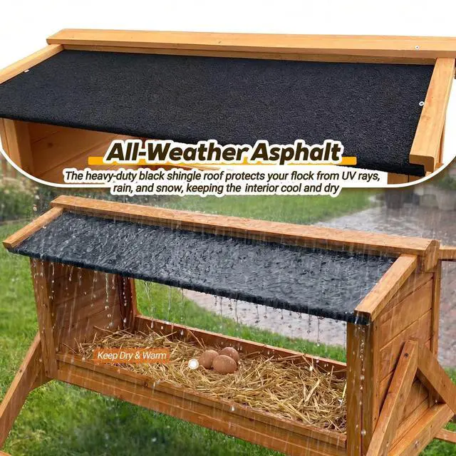 Alt view image 6 of 7 - Chicken Nesting Box with Perch and Waterproof Asphalt Roof for Ducks Brooders