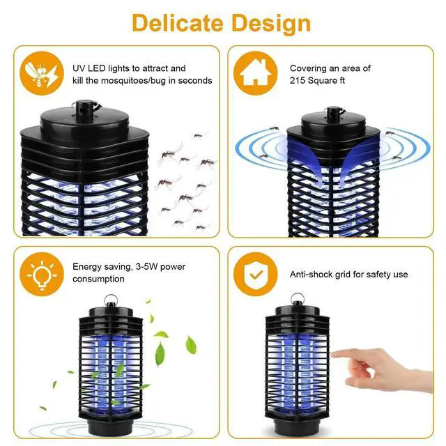 Alt view image 7 of 7 - Electric Mosquito Zapper UV LED Fly Bug Trap Killer Lamp for Home Indoor Outdoor