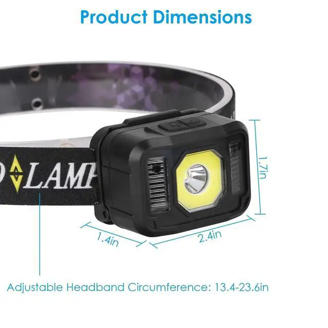 Alt view image 3 of 7 - 2Pcs Head Lamp, Motion Sensor Rechargeable Headlamp,6 Modes Ultra-Light Headlamp